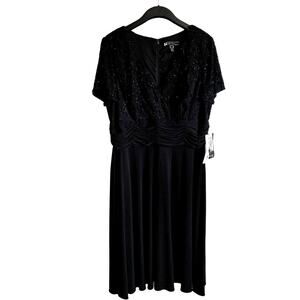 JS Boutique Black Beaded Lace Formal Dress Size 20 W Holiday Evening Stretch